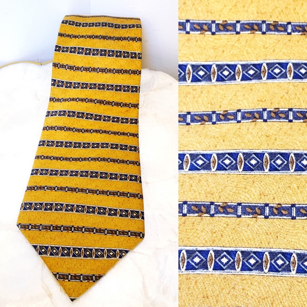 Umberto Bossi 100% Silk Gold Men’s Gold Blue Tie